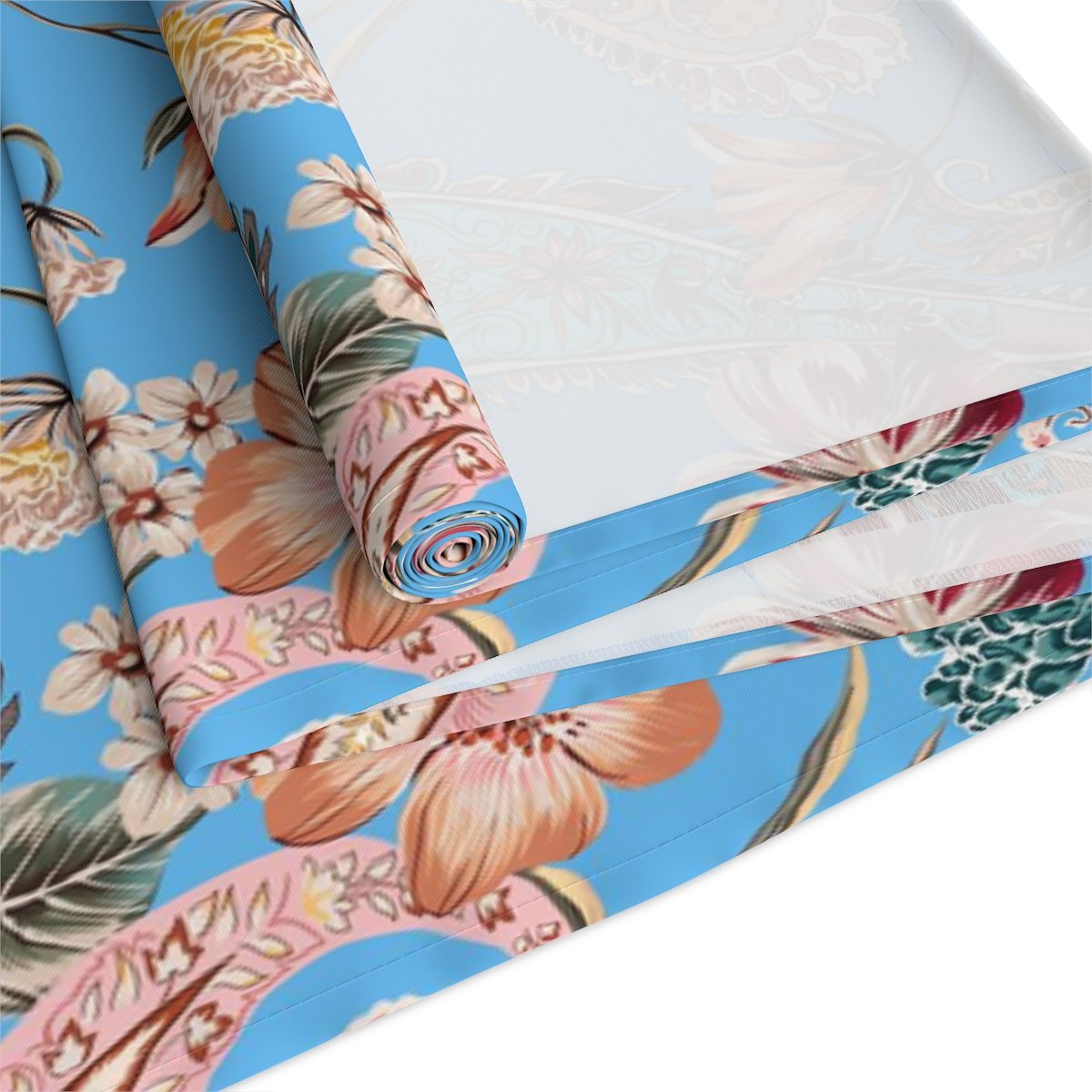 Ethnic Sky Blue Paisley Floral Dining Table Runners - Image 13