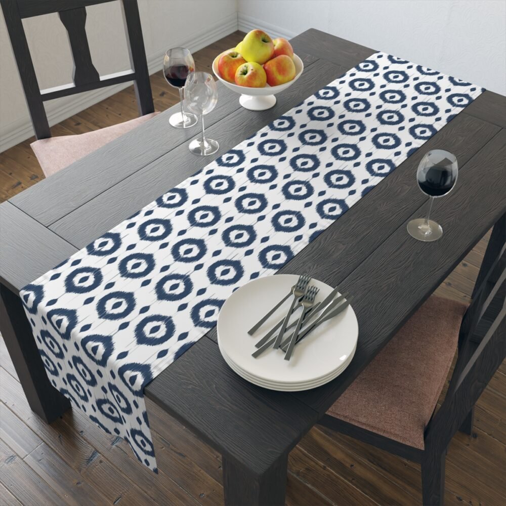 Ikat Navy Blue n White 4 Seater Table Runners - Image 14