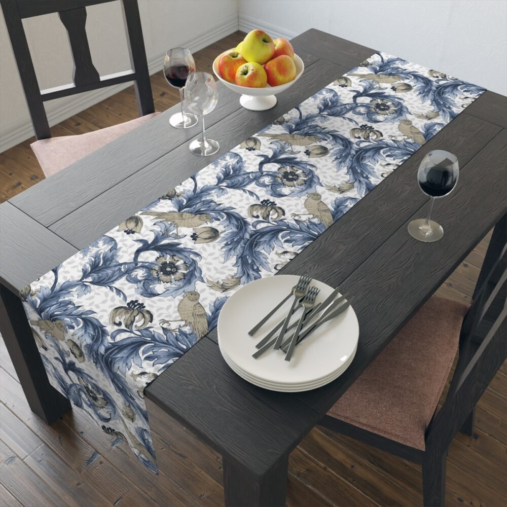 William Morris Inspired Floral Blue & White Small Table Runners - Image 14