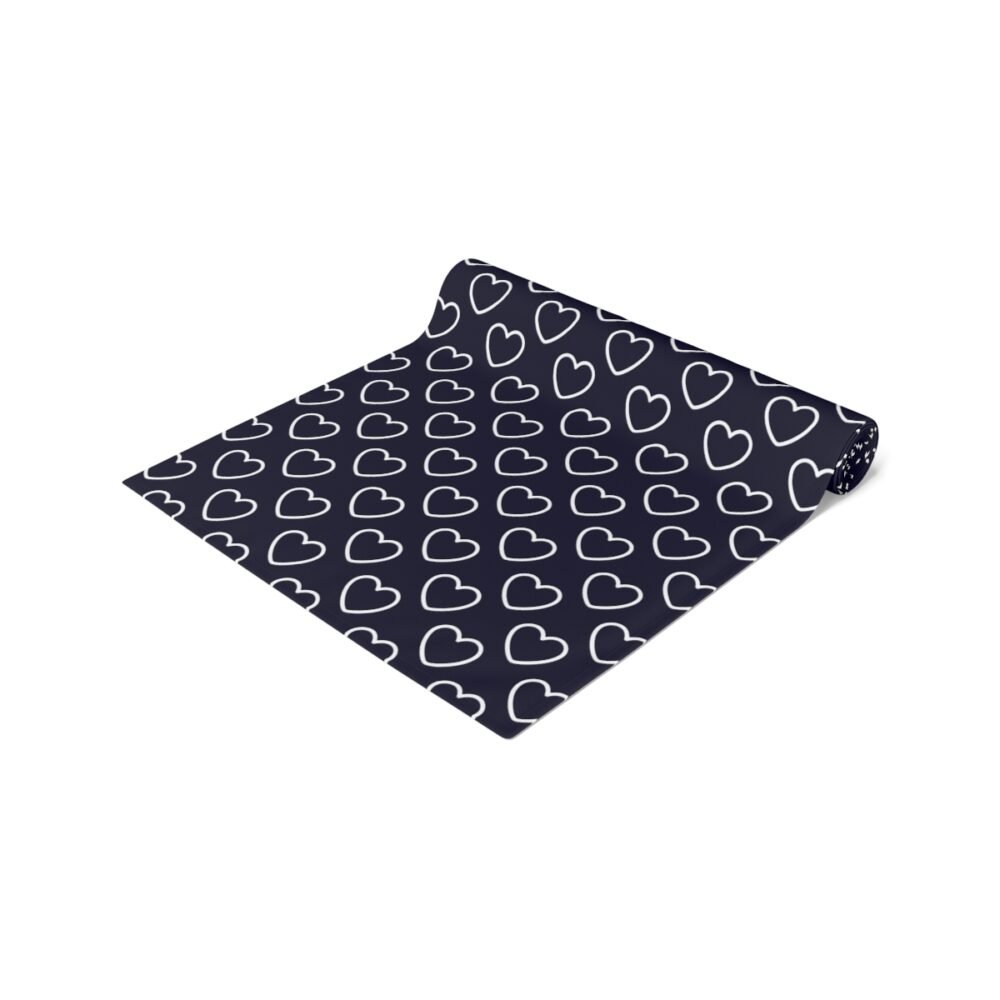 White Heart on Navy Blue Dining Table Runners - Image 12