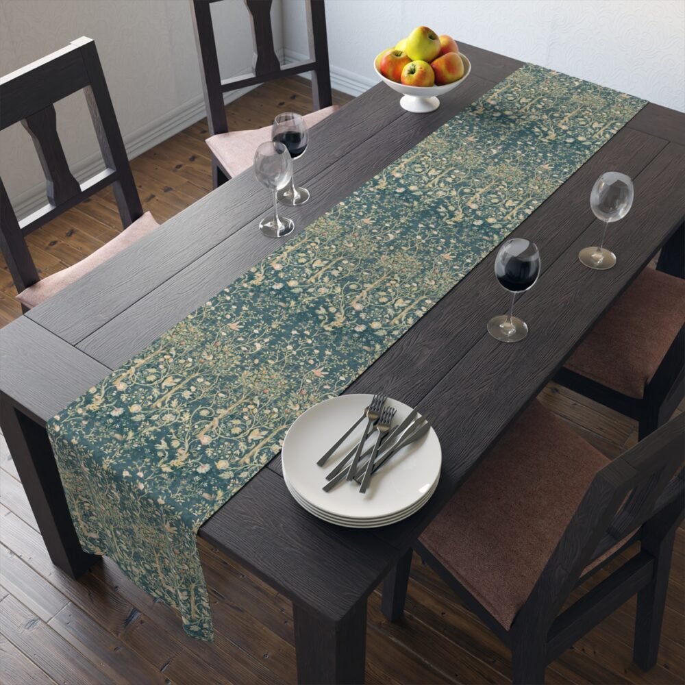 William Morris Tree Design in Gold & Green 4 Seater Dining Table Runners