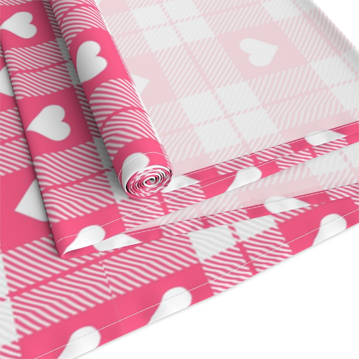 Valentine's Day Tartan Plaid Pink Dining Table Runners - Image 4