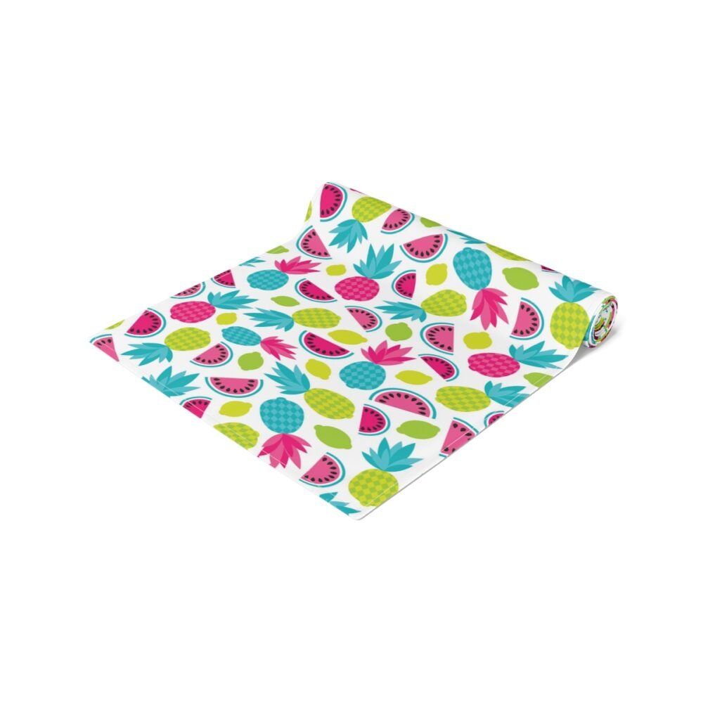 Colorful Lemon Print on White Dining Table Runners - Image 3