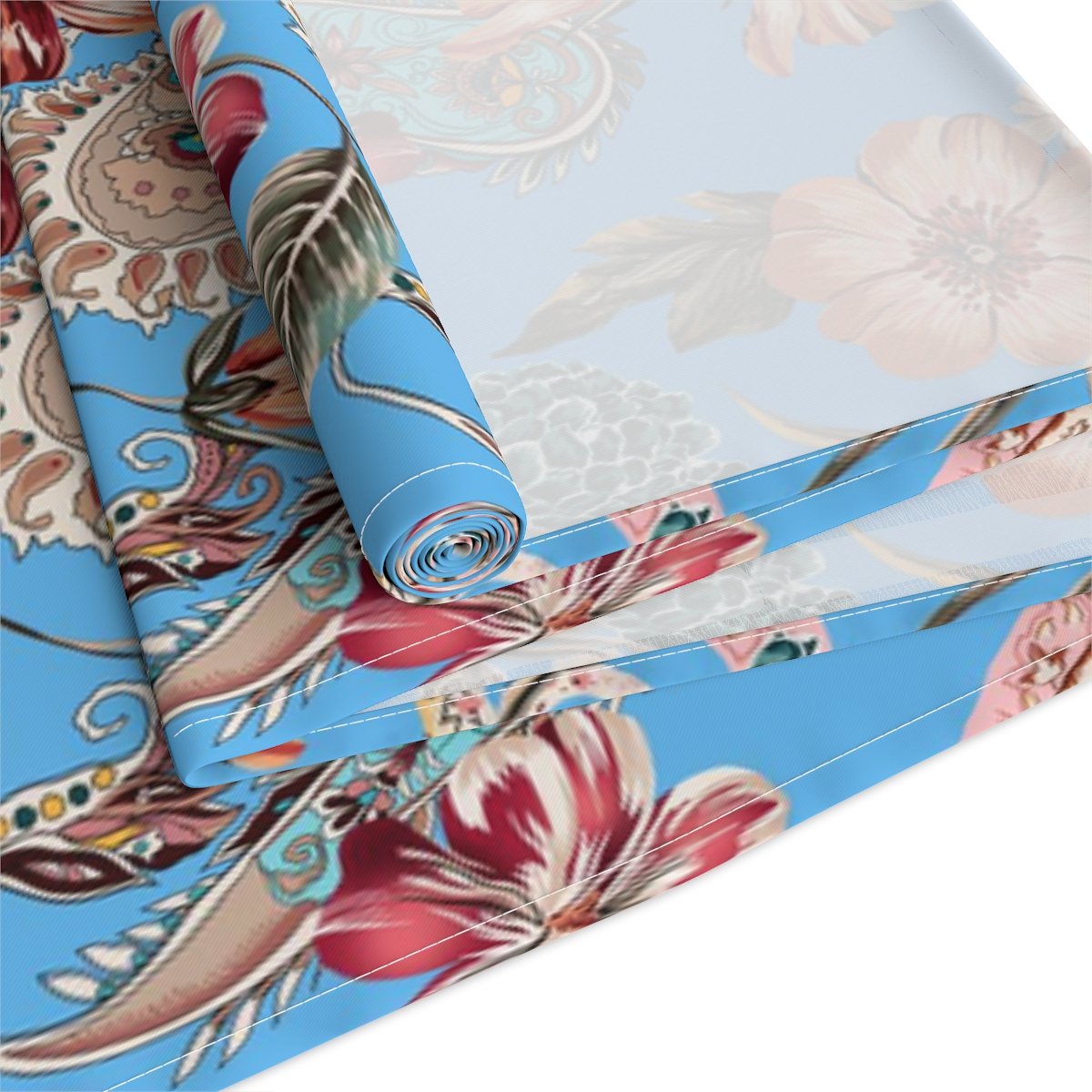 Ethnic Sky Blue Paisley Floral Dining Table Runners - Image 4