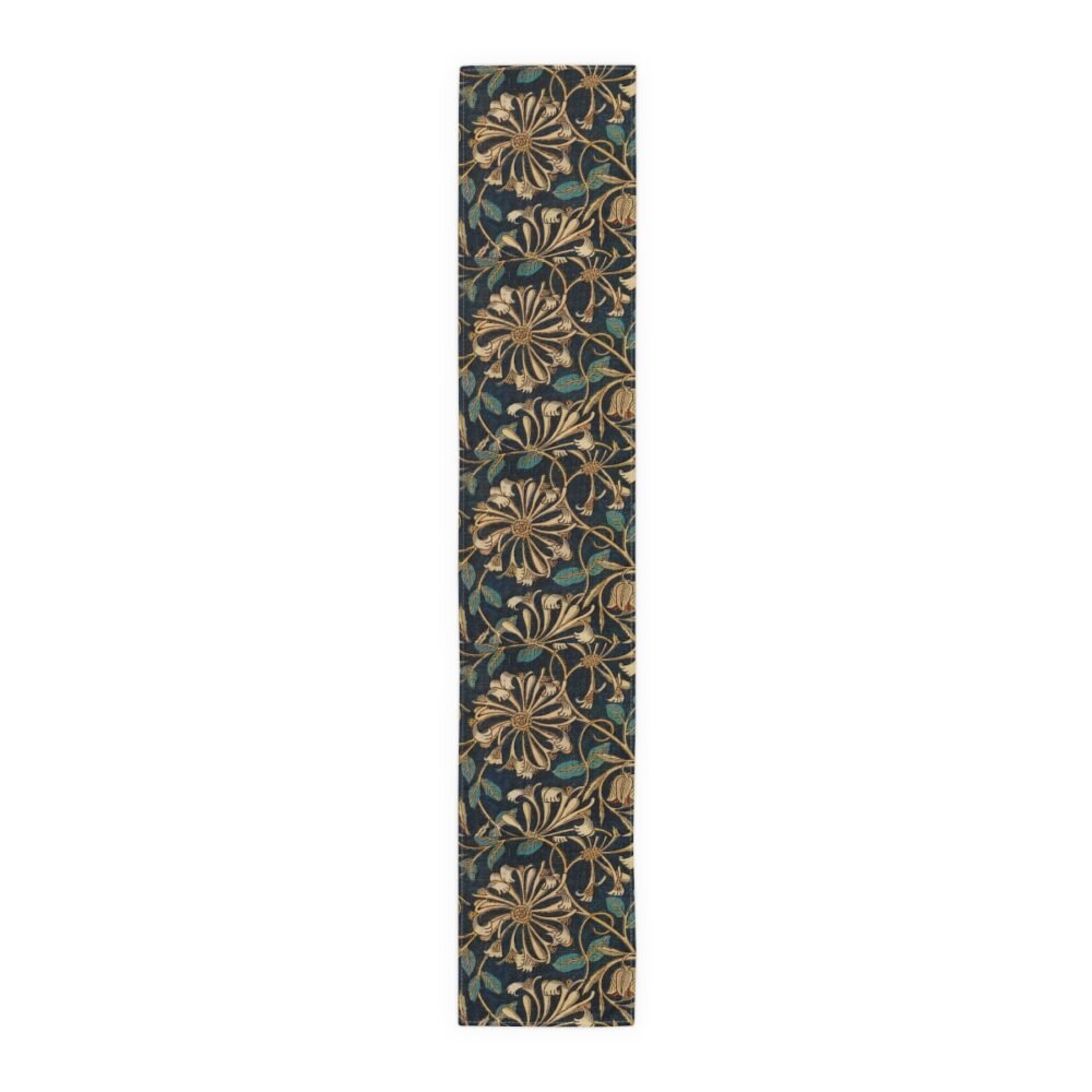 William Morris Honeysuckle Pattern Blue & Gold Table Runners - Image 2