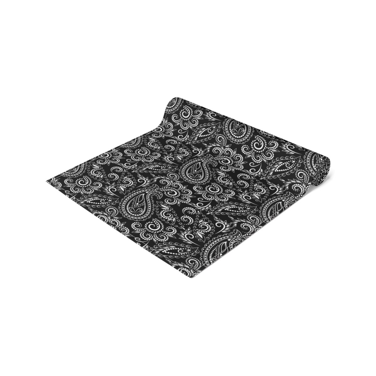 Traditional Black Paisley Flower Dining Table Runners - Image 3
