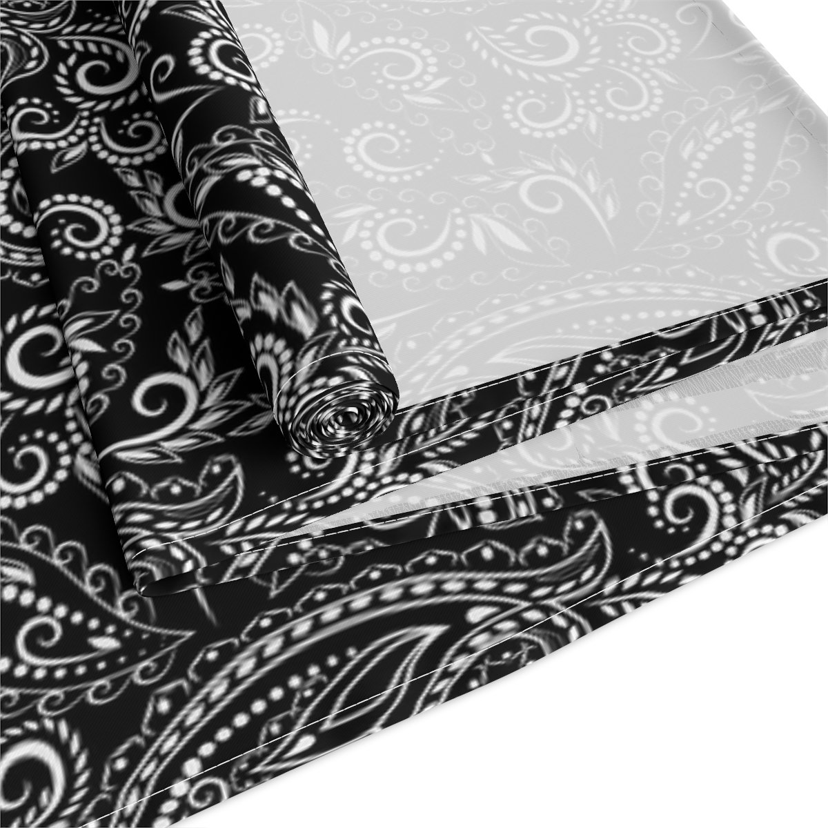 Traditional Black Paisley Flower Dining Table Runners - Image 4
