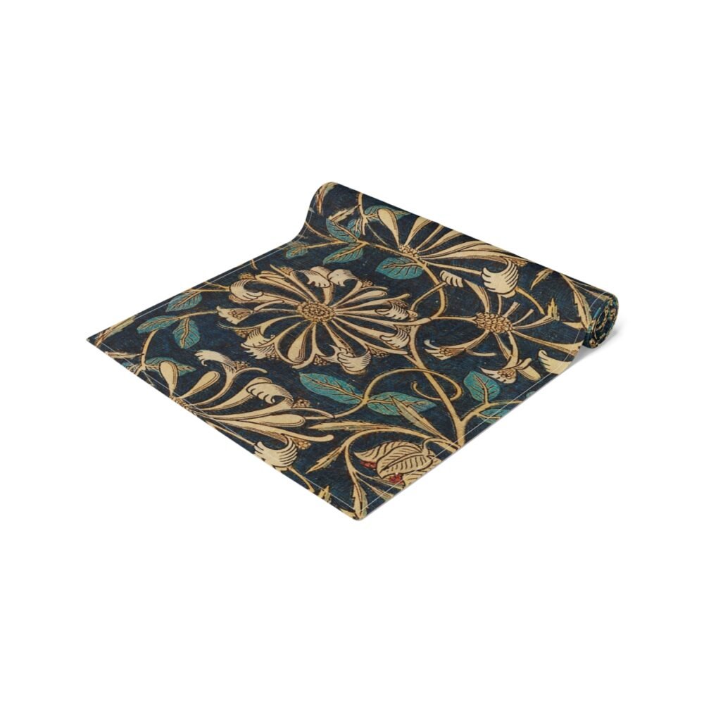 William Morris Honeysuckle Pattern Blue & Gold Table Runners - Image 3