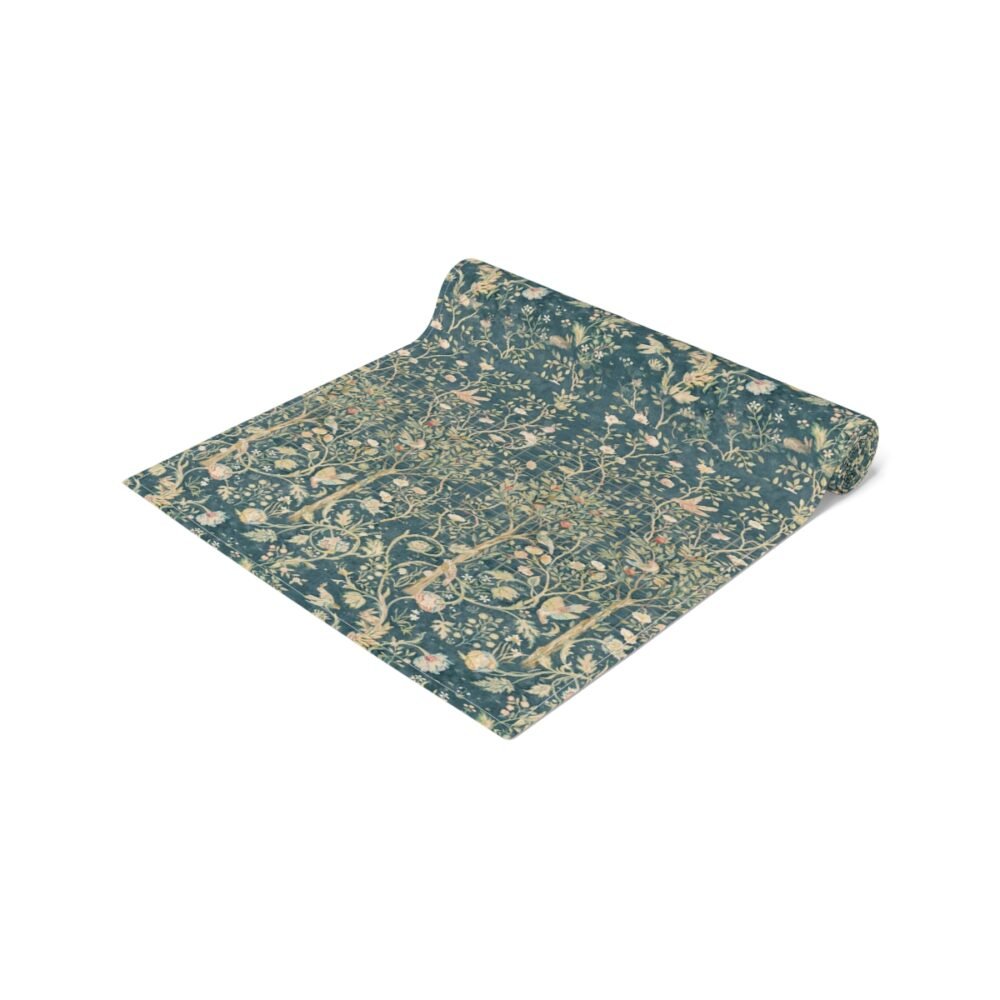 William Morris Tree Design in Gold & Green 4 Seater Dining Table Runners - Image 3
