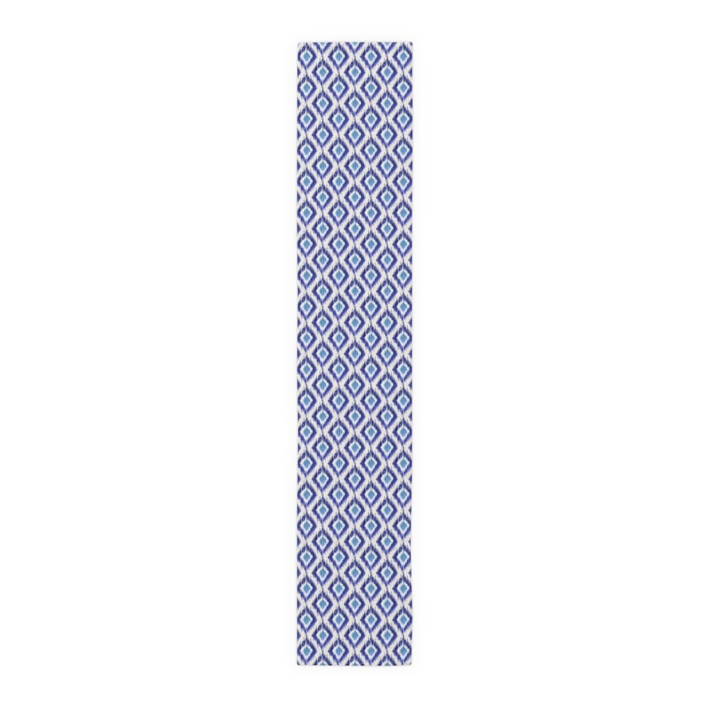 Traditional Blue Ikat 4 Seater Dining Table Runners - Image 2