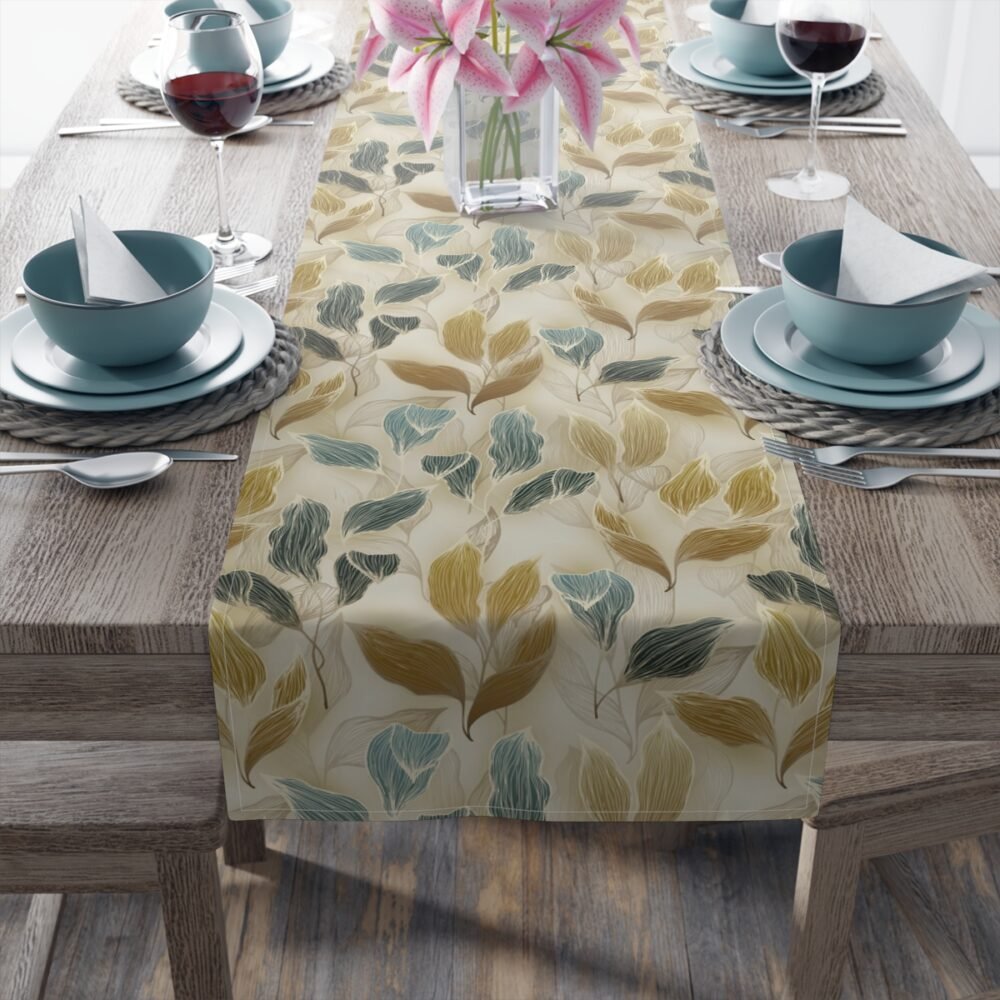 Classic Blue & Gold Floral Table Top Runners - Image 4