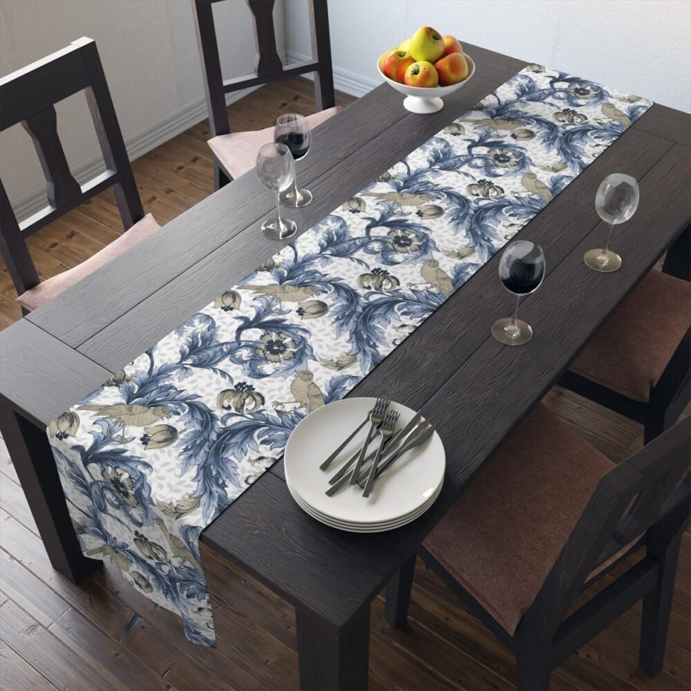 William Morris Inspired Floral Blue & White Small Table Runners