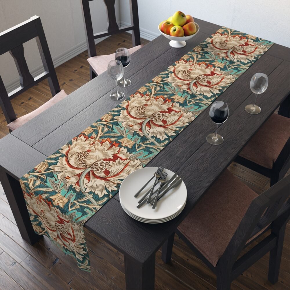 William Morris's Honeysuckle Pattern Multicolor Fabric Table Runners