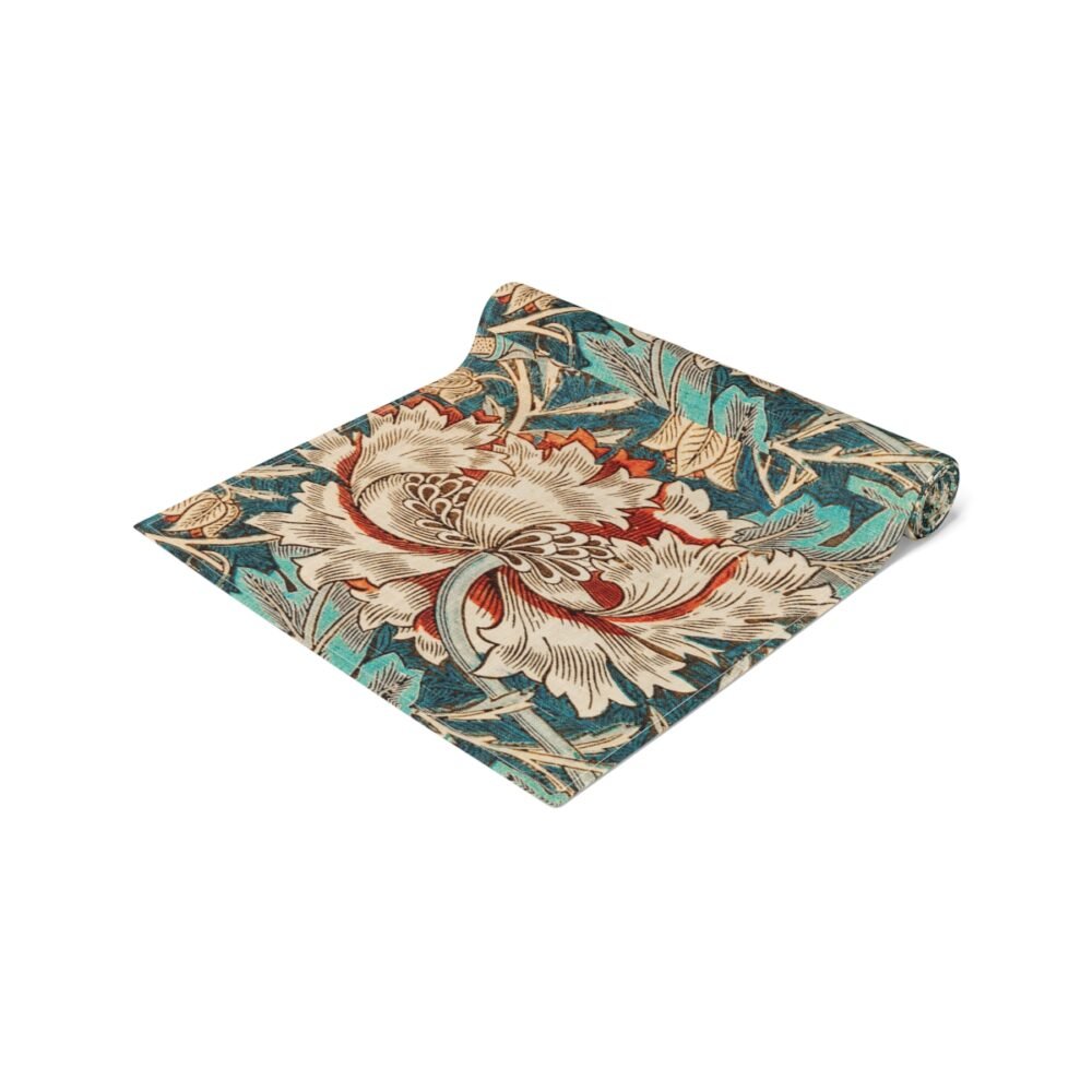 William Morris's Honeysuckle Pattern Multicolor Fabric Table Runners - Image 3