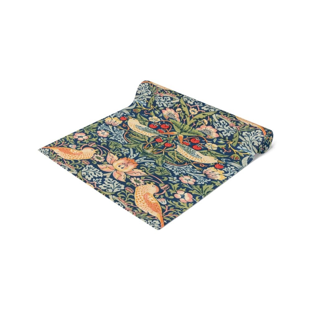 William Morris Multicolor Dining Table Runners with Strawberry Thief Pattern - Image 3