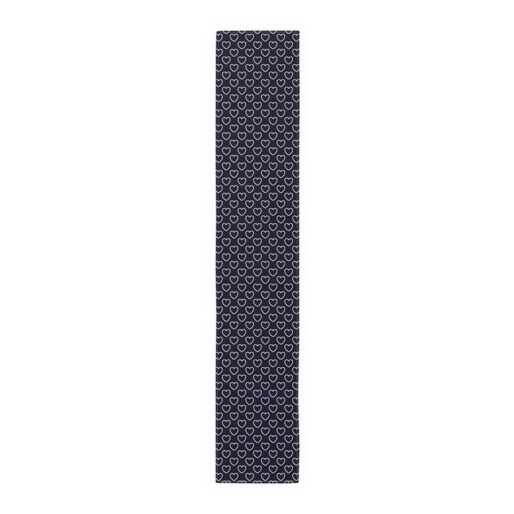 White Heart on Navy Blue Dining Table Runners - Image 2