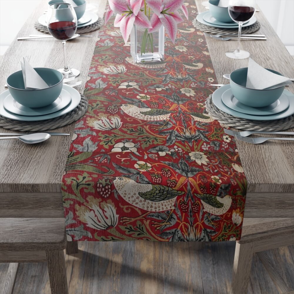 William Morris Strawberry Thief Design Red Table Runners - Image 20