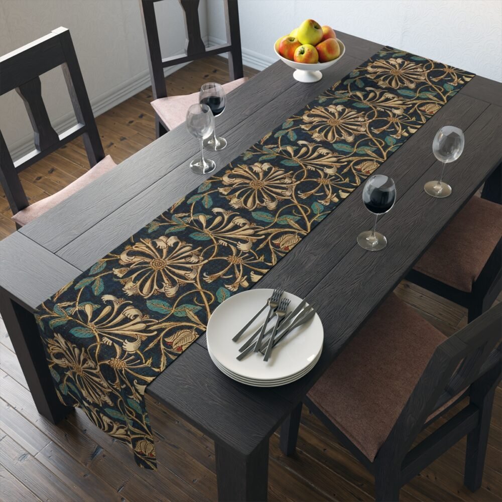 William Morris Honeysuckle Pattern Blue & Gold Table Runners - Image 19