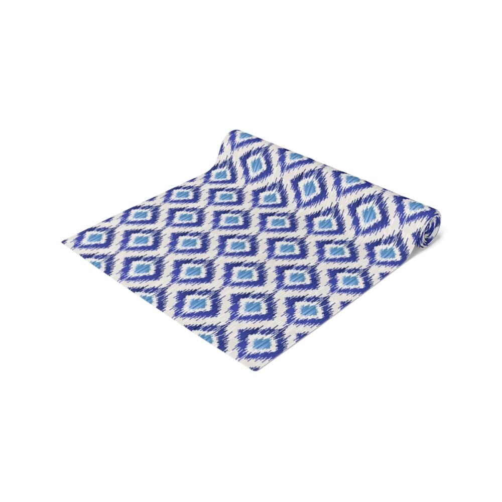 Traditional Blue Ikat 4 Seater Dining Table Runners - Image 17