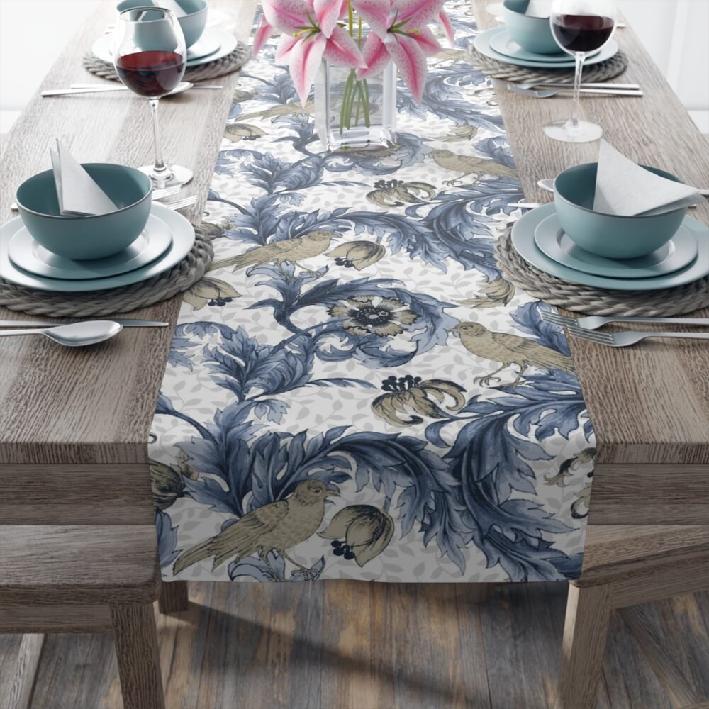 William Morris Inspired Floral Blue & White Small Table Runners - Image 20