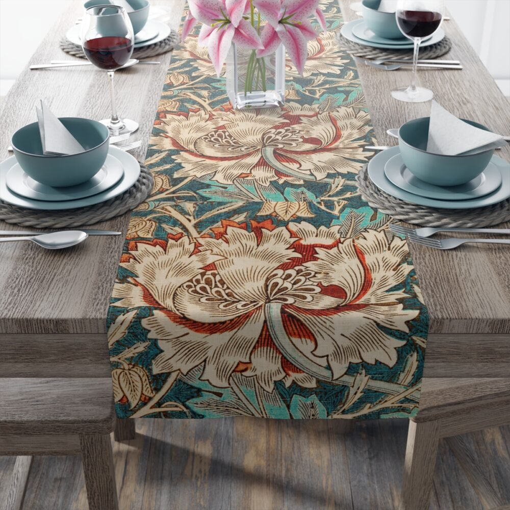 William Morris's Honeysuckle Pattern Multicolor Fabric Table Runners - Image 20