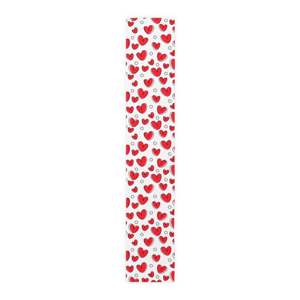 Valentine Red Heart Pattern on White Table Runners - Image 16
