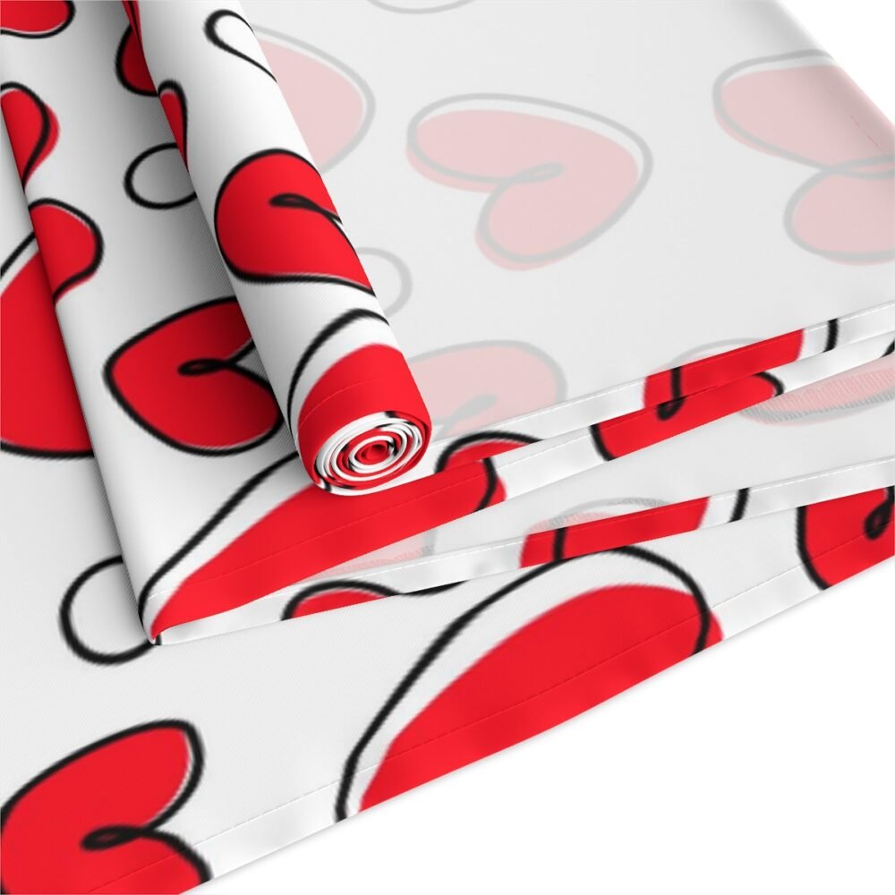 Valentine Red Heart Pattern on White Table Runners - Image 18