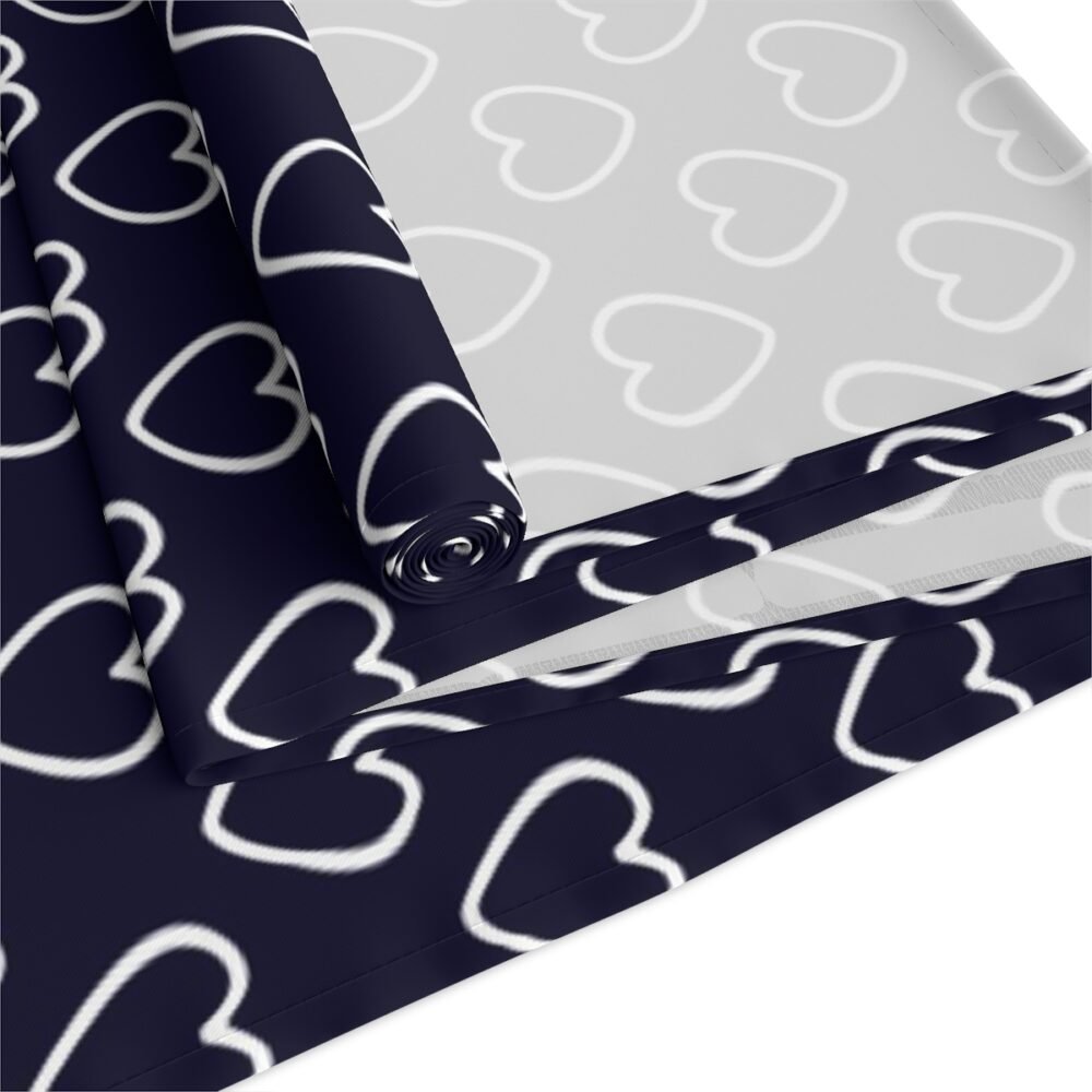 White Heart on Navy Blue Dining Table Runners - Image 18