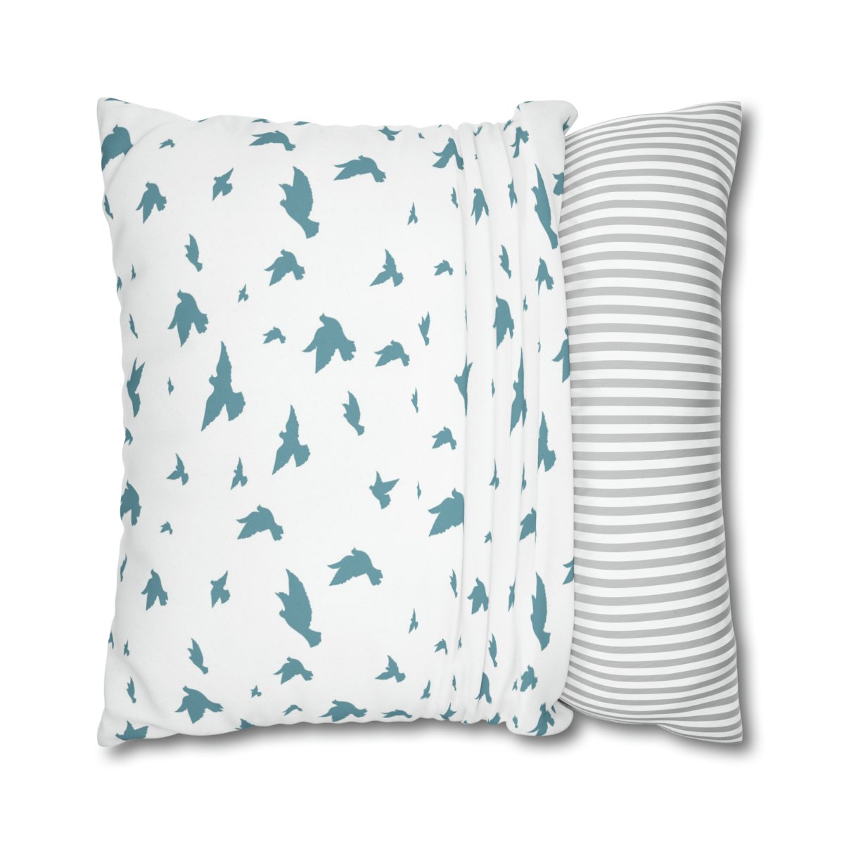 Blue Doves on White Decorative Euro Pillow Shams - Image 2