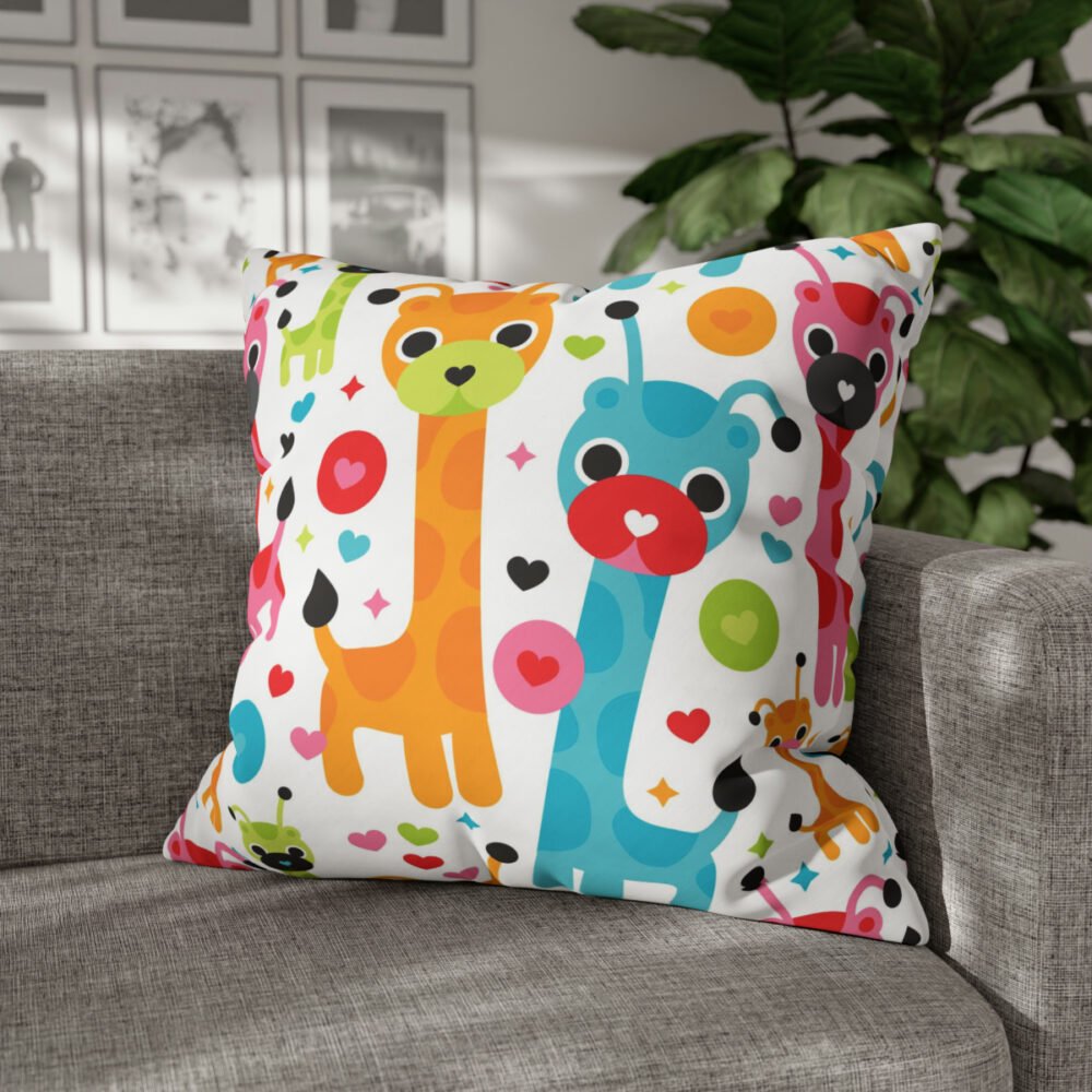 Colorful Cute Baby Giraffe Euro Pillow Shams for Kids Room - Image 4