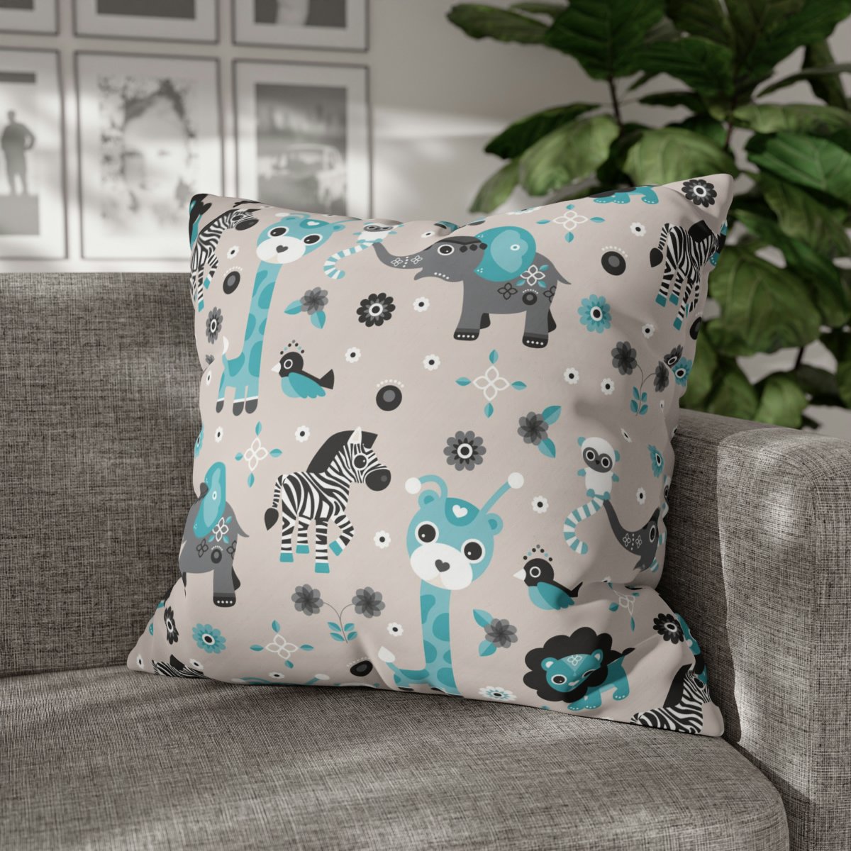 Blue Jungle Animal Print Euro Shams - Image 4