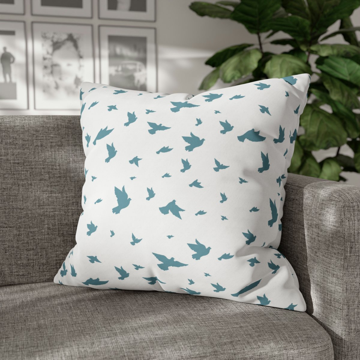 Blue Doves on White Decorative Euro Pillow Shams - Image 4
