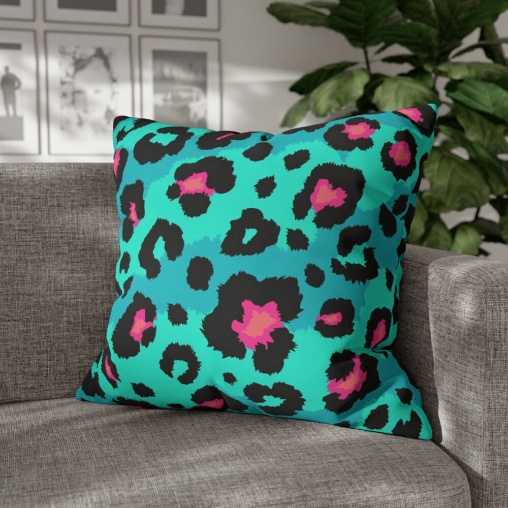 Modern Teal Leopard Print Euro Pillow Shams - Image 4