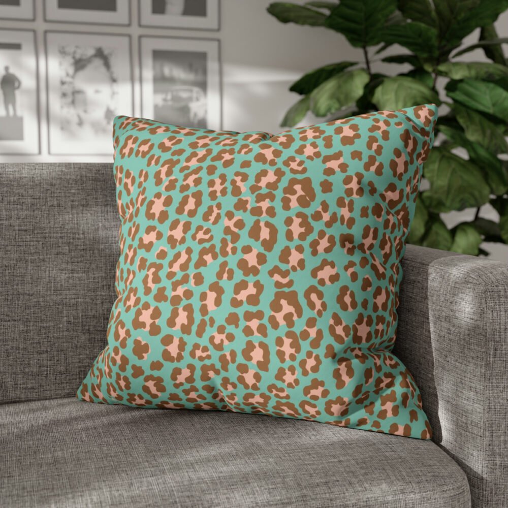 Leopard Spots on Spearmint Green Euro Shams - Image 4