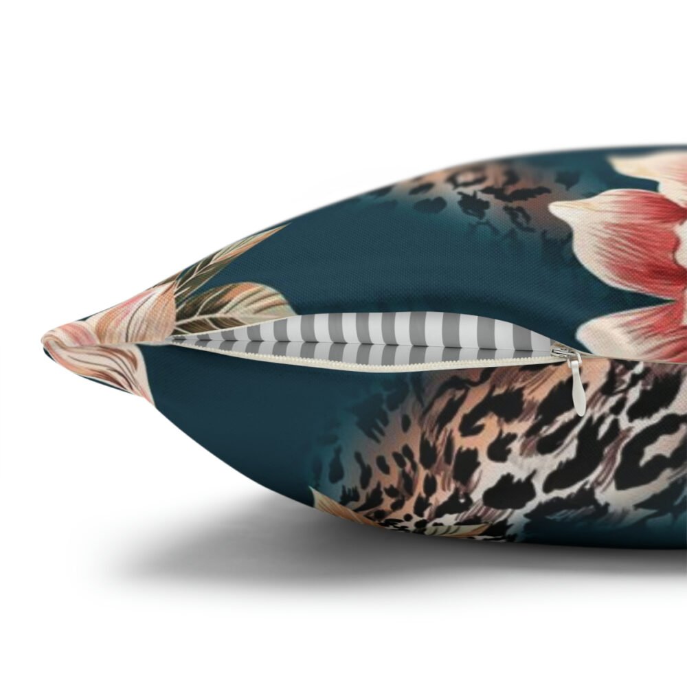 Leopard n Flowers Teal Euro Pillow Shams - Image 4