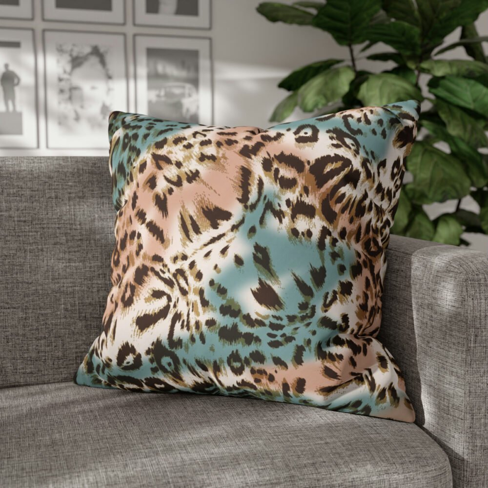 Light Blue Brown Leopard Euro Pillow Shams - Image 4