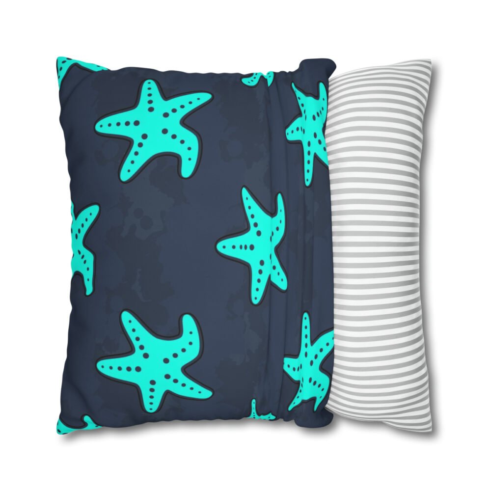 Cute Kids Starfish on Blue Euro Pillow Shams - Image 2