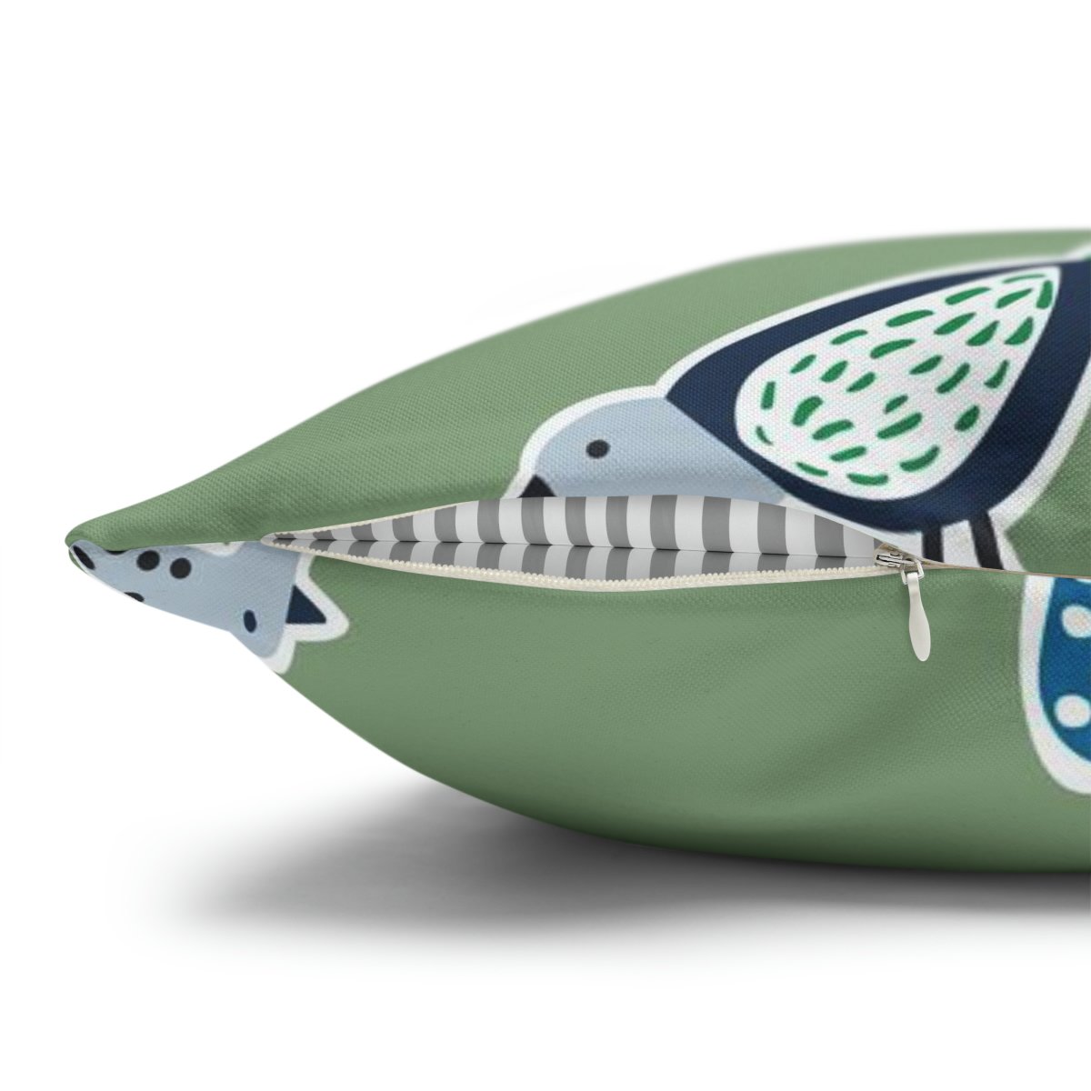 Trendy Sage Green Birds Euro Pillow Covers - Image 3