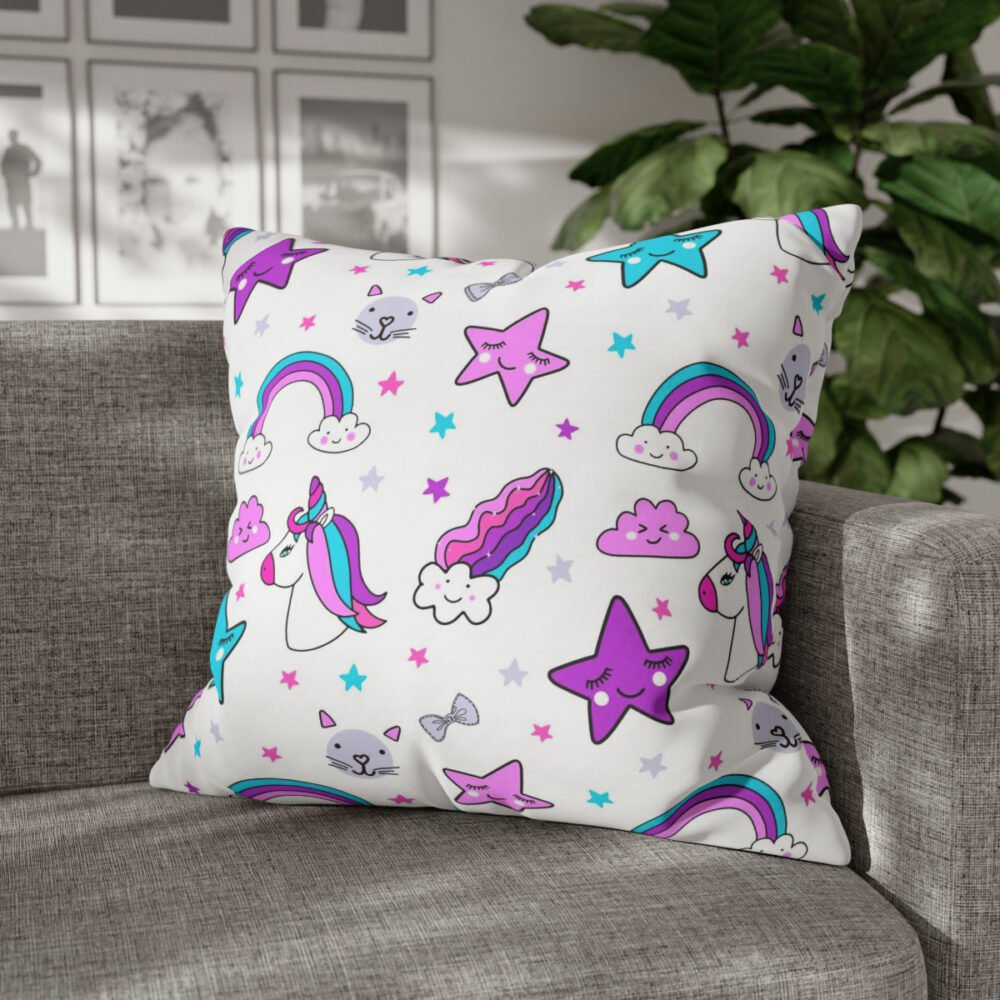Bright Unicorn on White Euro Pillow Shams - Image 5