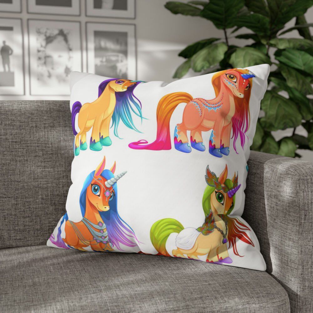 Colorful Cartoon Baby Unicorn Euro Shams - Image 4