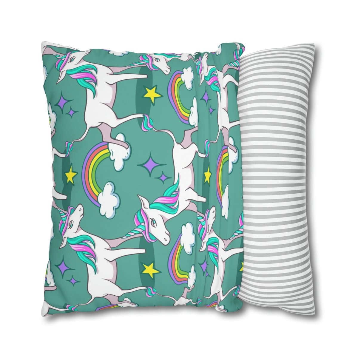 White Unicorn Euro Pillow Shams - Image 2