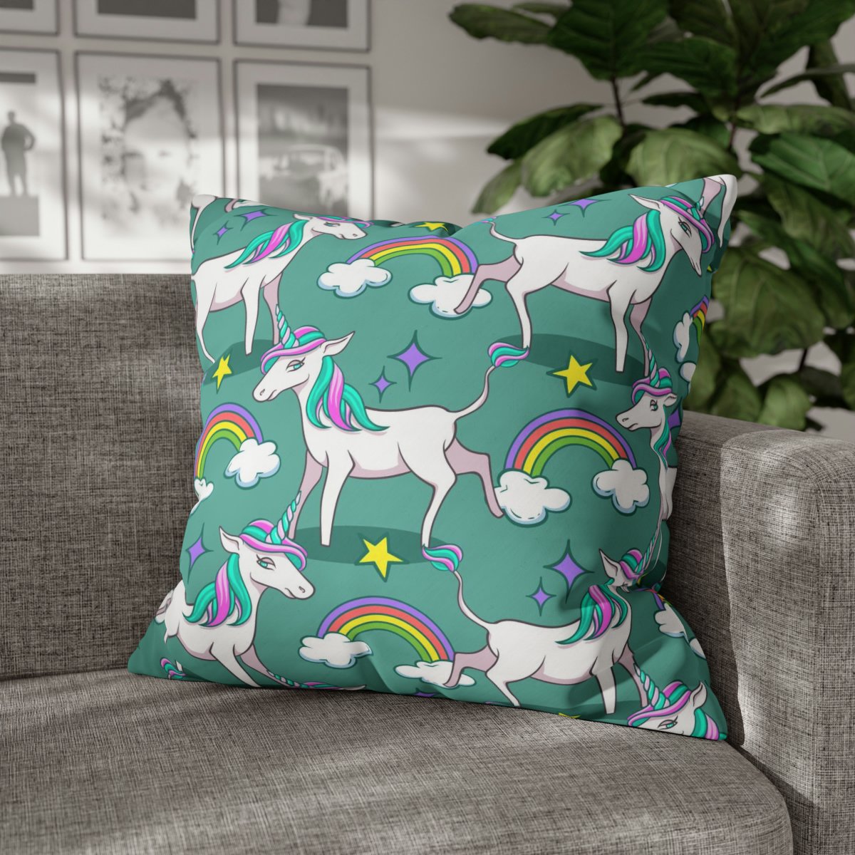 White Unicorn Euro Pillow Shams - Image 4