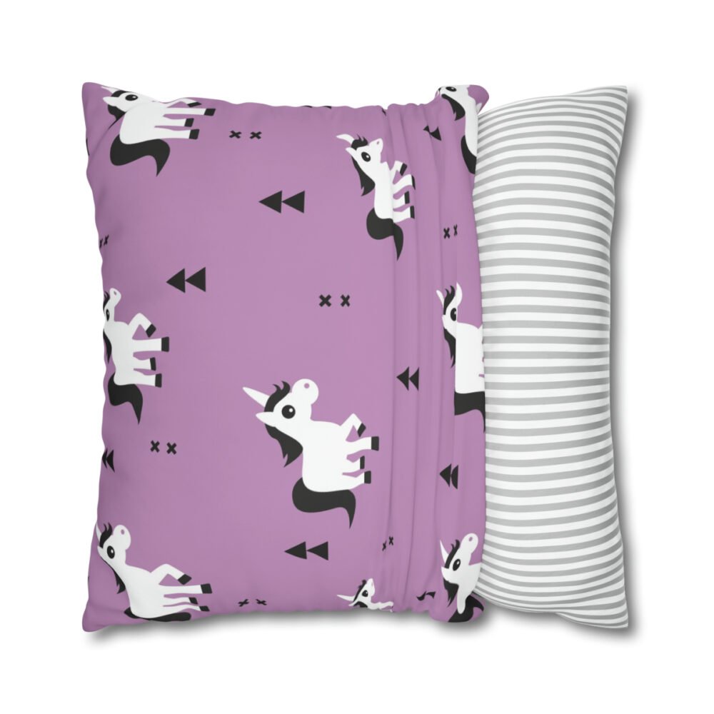 Kids Pink Violet Unicorn Euro Pillow Shams - Image 2