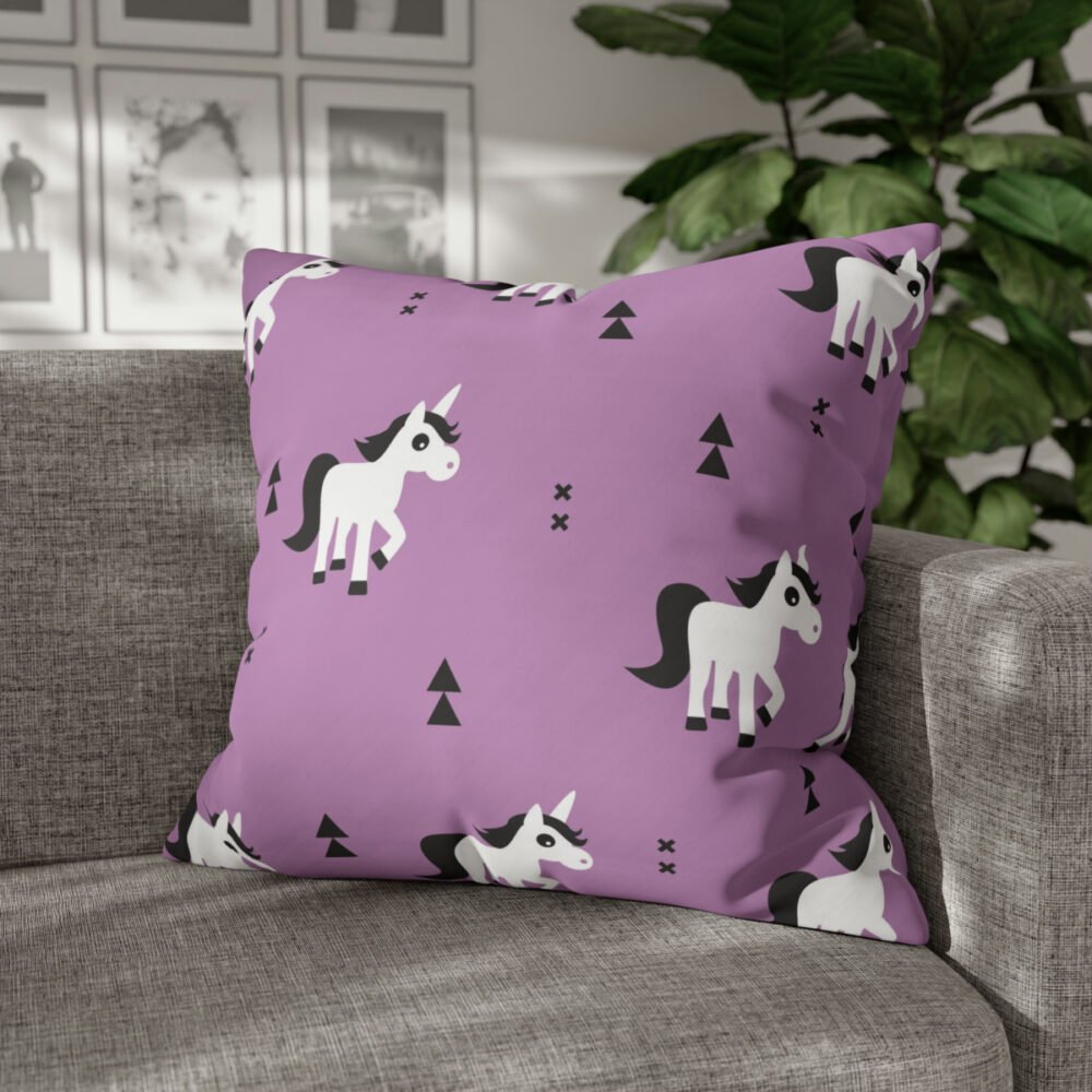 Kids Pink Violet Unicorn Euro Pillow Shams - Image 4