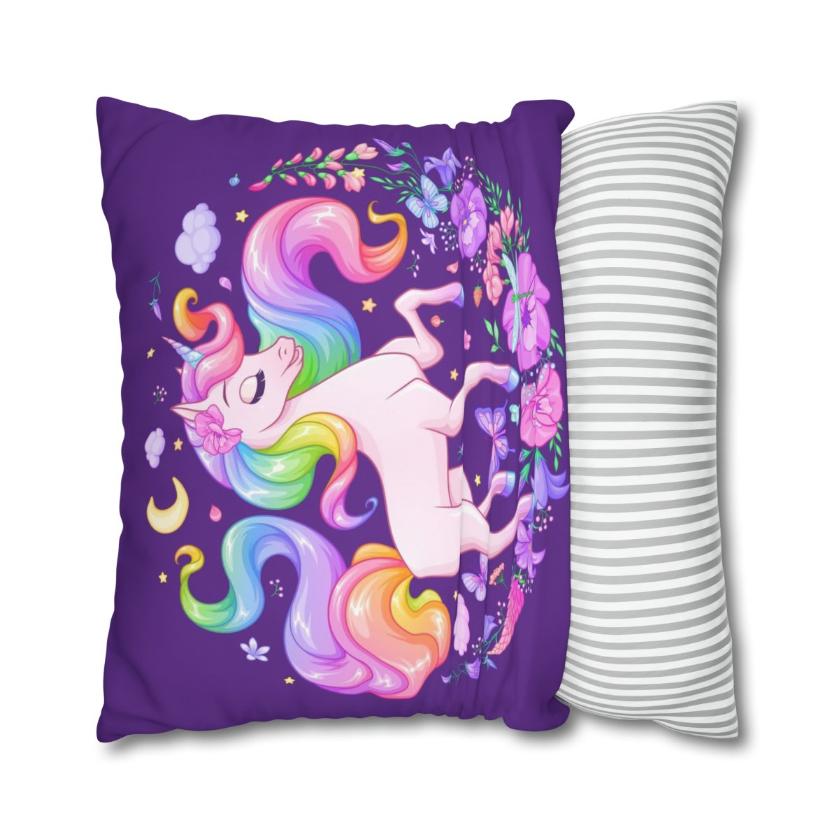 Unicorn with Rainbow Purple Euro Shams - Image 2
