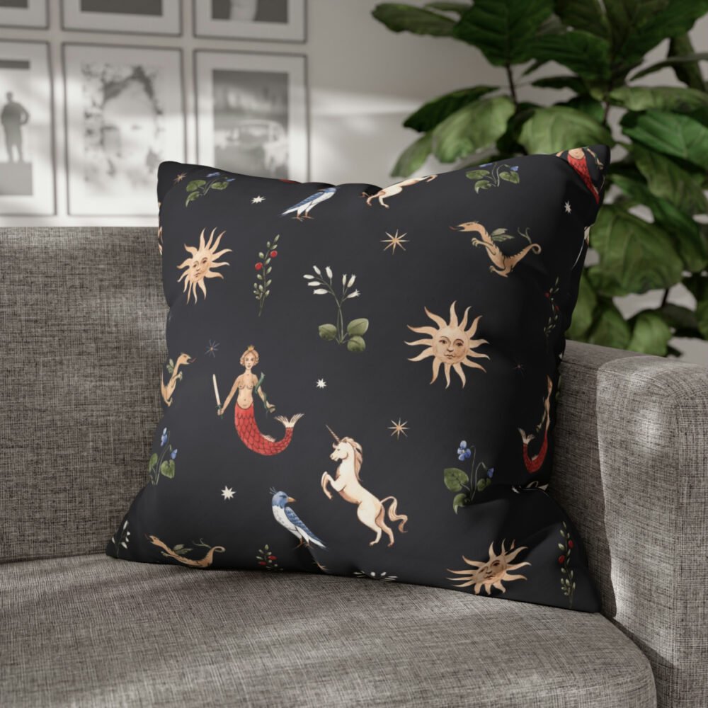 Unicorn on Black Euro Pillow Shams - Image 4