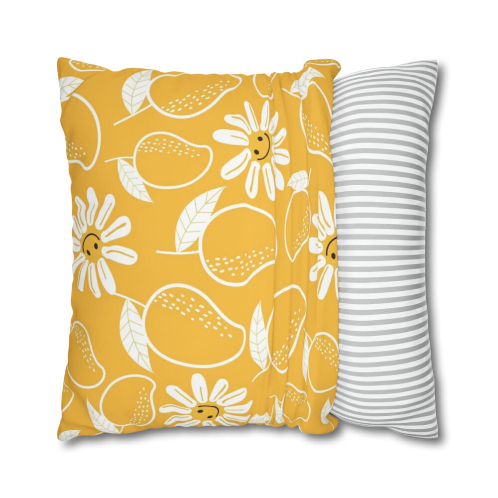 Mango Cartoons on Yellow Euro Pillow Shams - Image 2