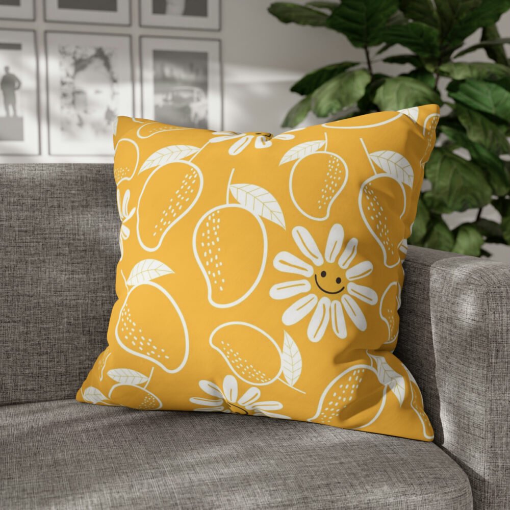 Mango Cartoons on Yellow Euro Pillow Shams - Image 4