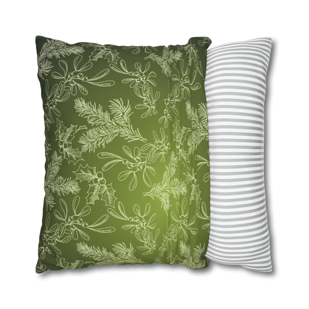 Fir Mistletoe n Holly Green Euro Shams - Image 2