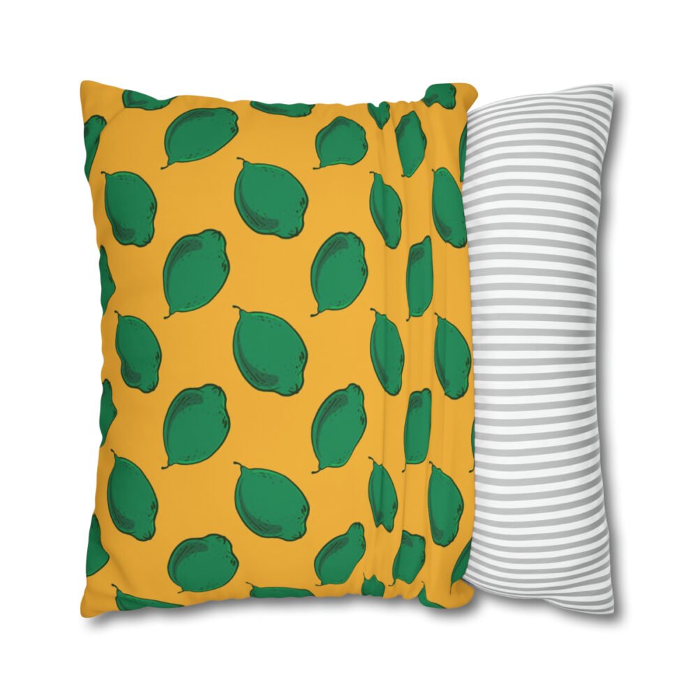 Green Lime on Mustard Yellow Euro Shams - Image 2